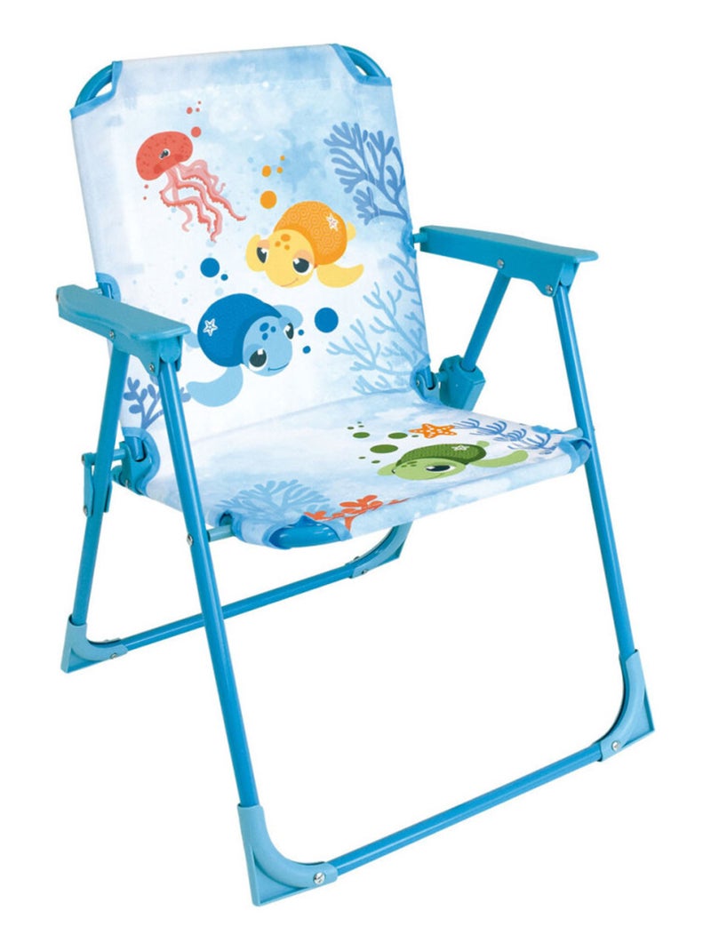 Set de jardin Ma Petite Carapace : 1 Table Ronde, 2 Chaises, 1 Parasol pour enfant Bleu - Kiabi