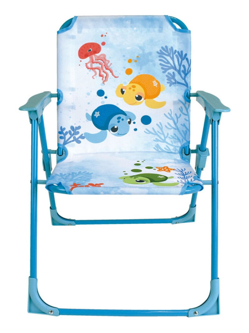 Set de jardin Ma Petite Carapace : 1 Table Ronde, 2 Chaises, 1 Parasol pour enfant Bleu - Kiabi