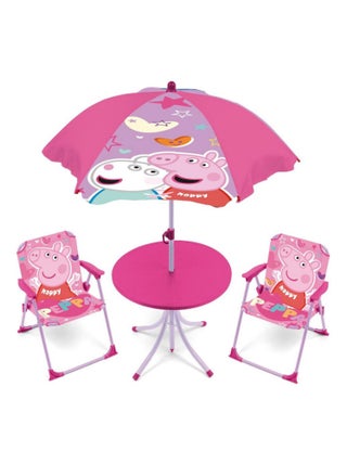 Set de jardin Peppa Pig Rose avec une table, 2 chaises et un parasol