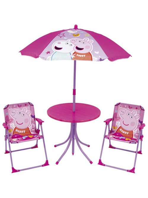 Set de jardin Peppa Pig Rose avec une table, 2 chaises et un parasol - Kiabi