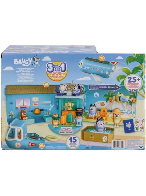 Set de jeu Avion 3 en 1 transformable hôtel/bateau sonore - Bluey - Kiabi Set de jeu Avion 3 en 1 transformable hôtel/bateau sonore - Bluey - Kiabi