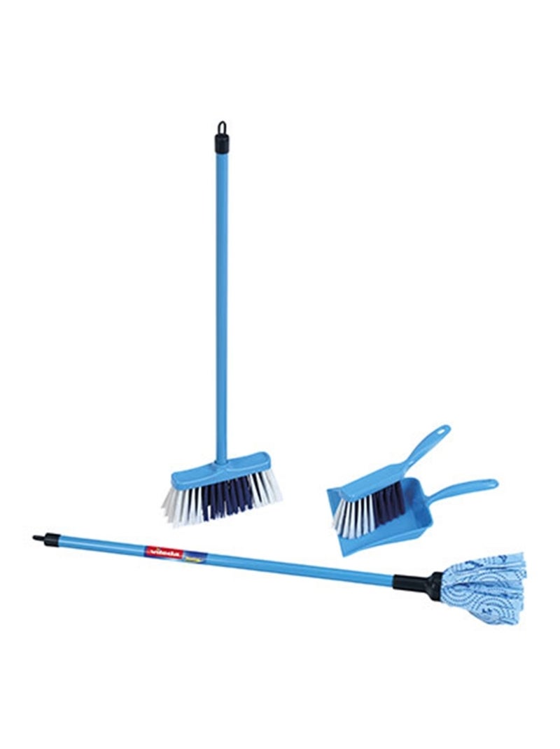 Set de ménage Vileda avec balai à franges Color Line 4 pièces Bleu - Kiabi
