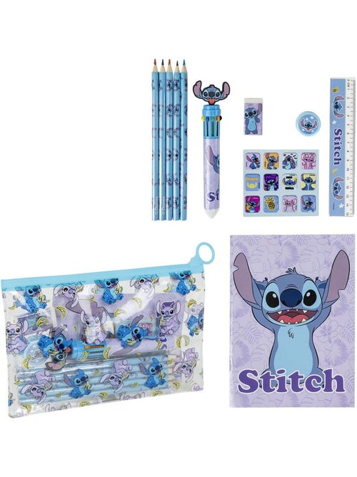 Set de papeterie - Stitch - Disney - 22x14 cm - Trousse zippée - Kiabi