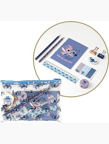 Set de papeterie - Stitch - Disney - Trousse transparente -Cahier, crayons et accessoires scolaires