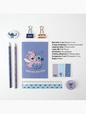 Set de papeterie - Stitch - Disney - Trousse transparente -Cahier, crayons et accessoires scolaires