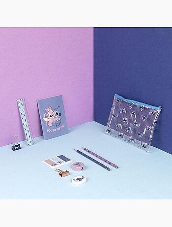 Set de papeterie - Stitch - Disney - Trousse transparente -Cahier, crayons et accessoires scolaires