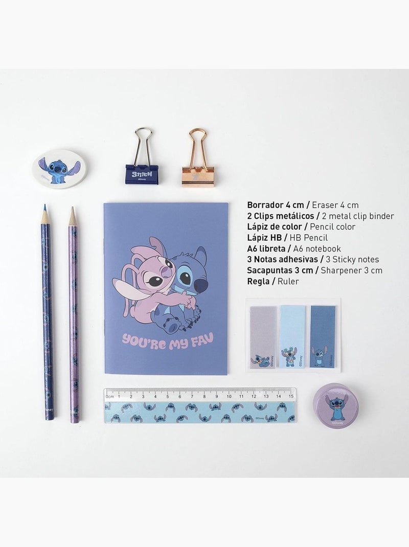 Set de papeterie - Stitch - Disney - Trousse transparente -Cahier, crayons et accessoires scolaires Bleu - Kiabi