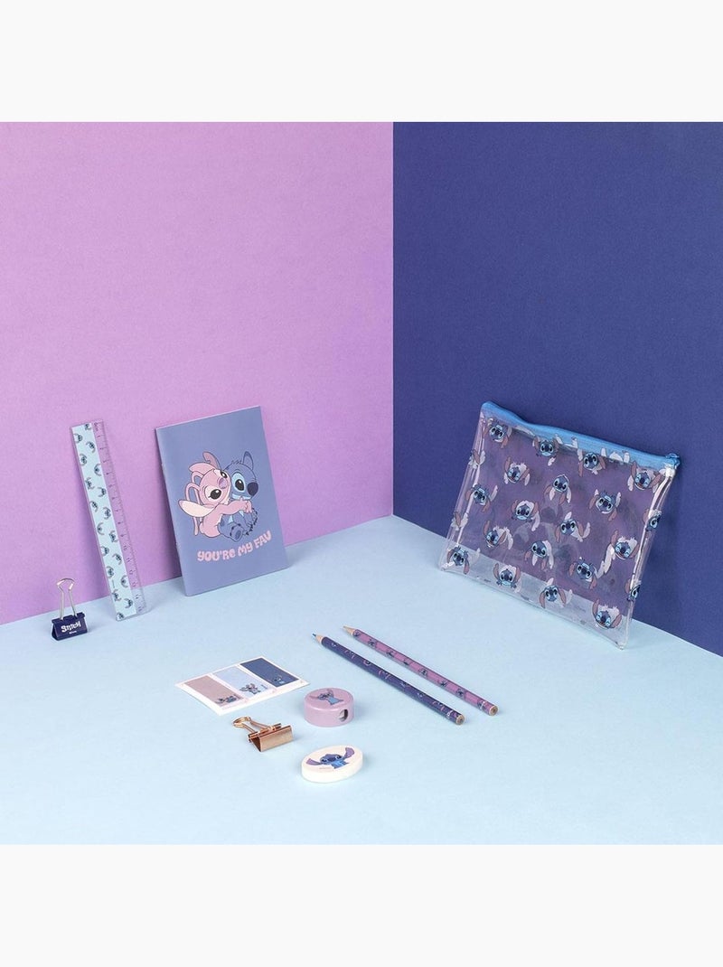 Set de papeterie - Stitch - Disney - Trousse transparente -Cahier, crayons et accessoires scolaires Bleu - Kiabi