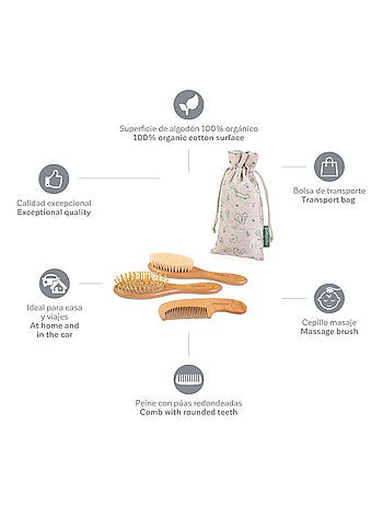 Set De Peignes En Bois Natur Haircare Chip Miniland