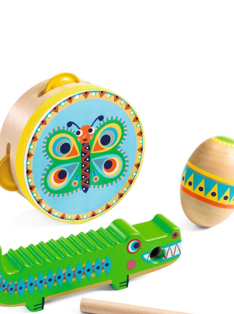 Set de percussions Animambo : tambourin, maracas, guiro N/A - Kiabi