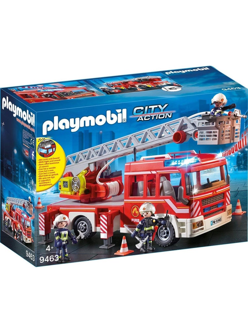 Set de : pompiers avec coussin de sauvetage + camion de pompiers avec échelle pivotante N/A - Kiabi