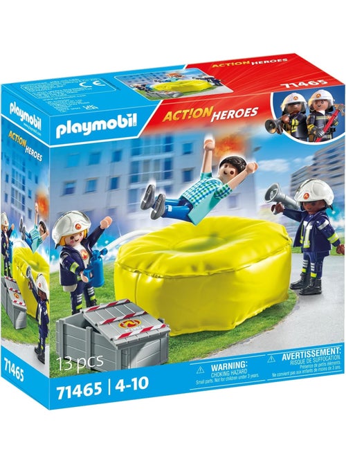 Set de : pompiers avec coussin de sauvetage + camion de pompiers avec échelle pivotante - Kiabi Set de : pompiers avec coussin de sauvetage + camion de pompiers avec échelle pivotante - Kiabi