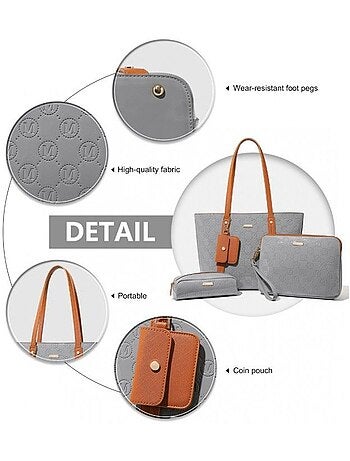 Set de sacs 4 pièces cuir pu fourre-tout et accessoires - miss lulu