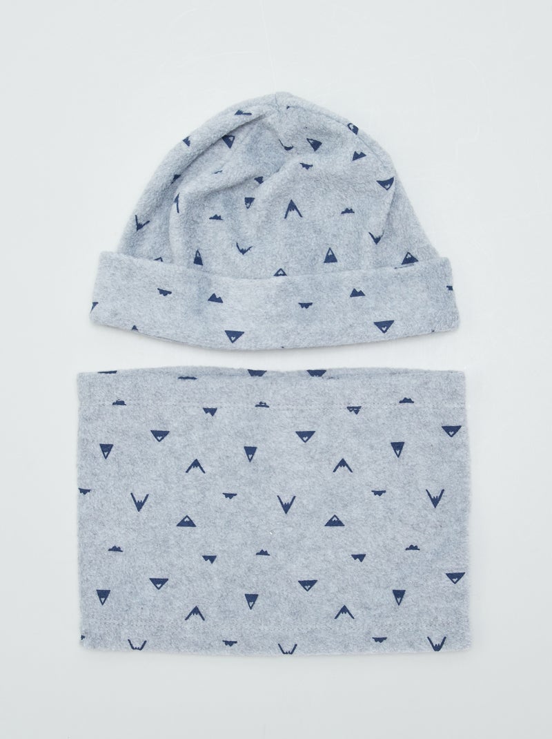 Set de ski bonnet + snood imprimé Gris - Kiabi