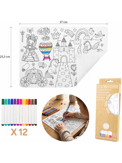 Set de table à colorier princesses - Kiabi