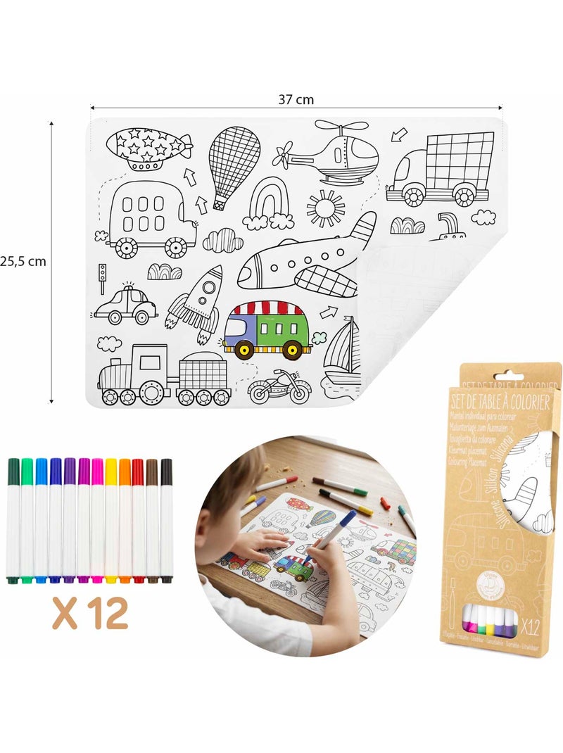 Set de table à colorier véhicules N/A - Kiabi