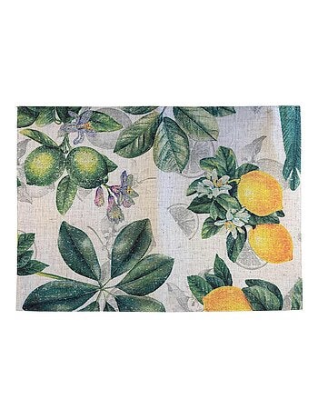 Set de table beige en polylin enduit citrons verts 35 x 48 cm