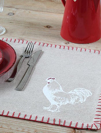 Set de table coq en coton