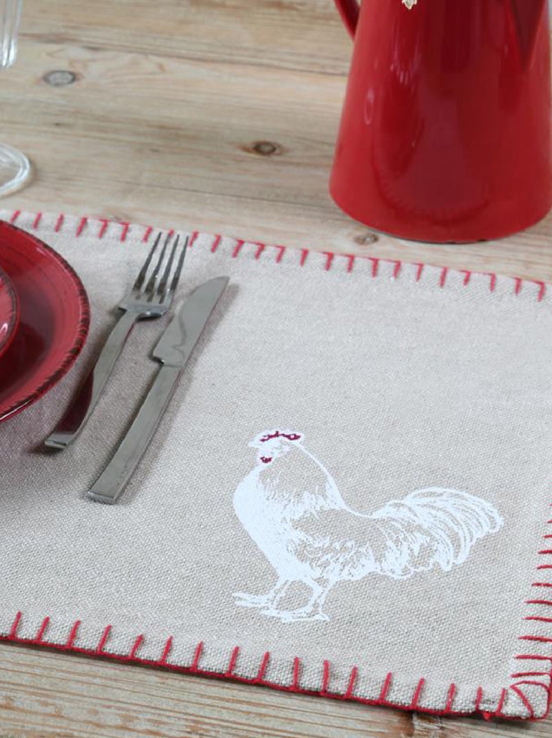 Set de table coq en coton Beige clair - Kiabi
