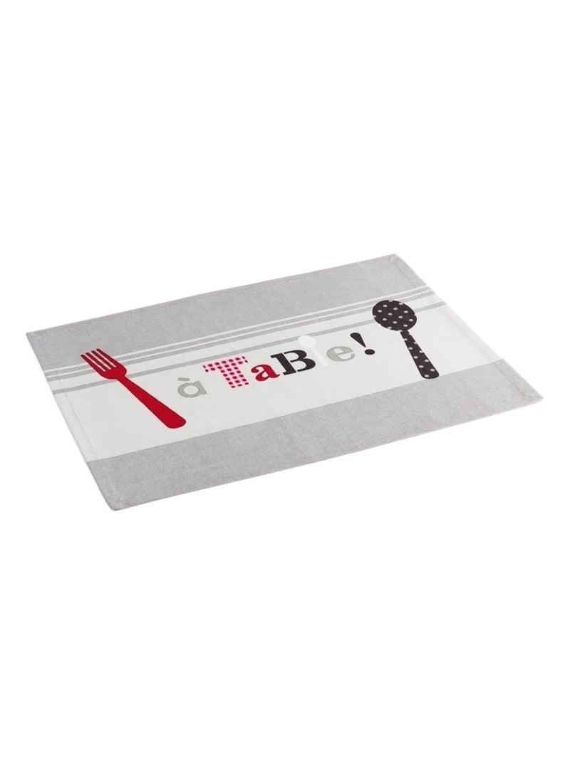 Set de table coton Modele Epicurien A table! 33 x 45 cm Gris - Kiabi