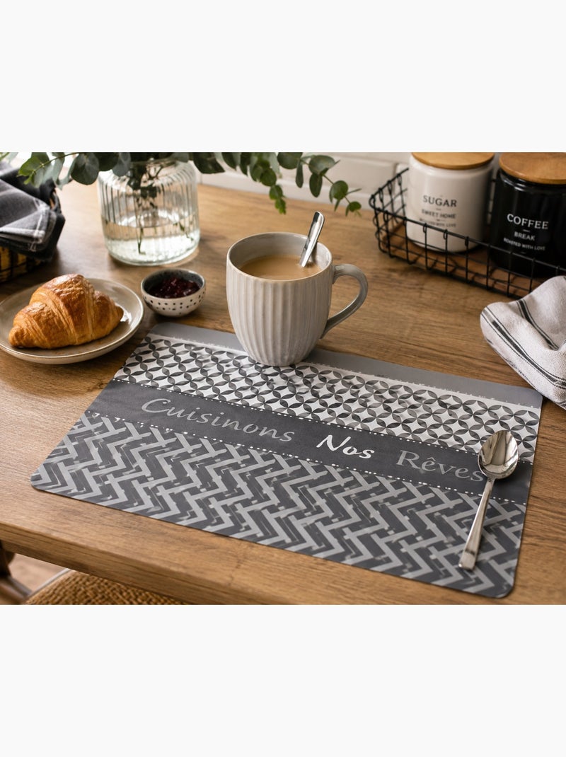 Set de table cuisinons nos reves 28 x 44 cm Gris - Kiabi