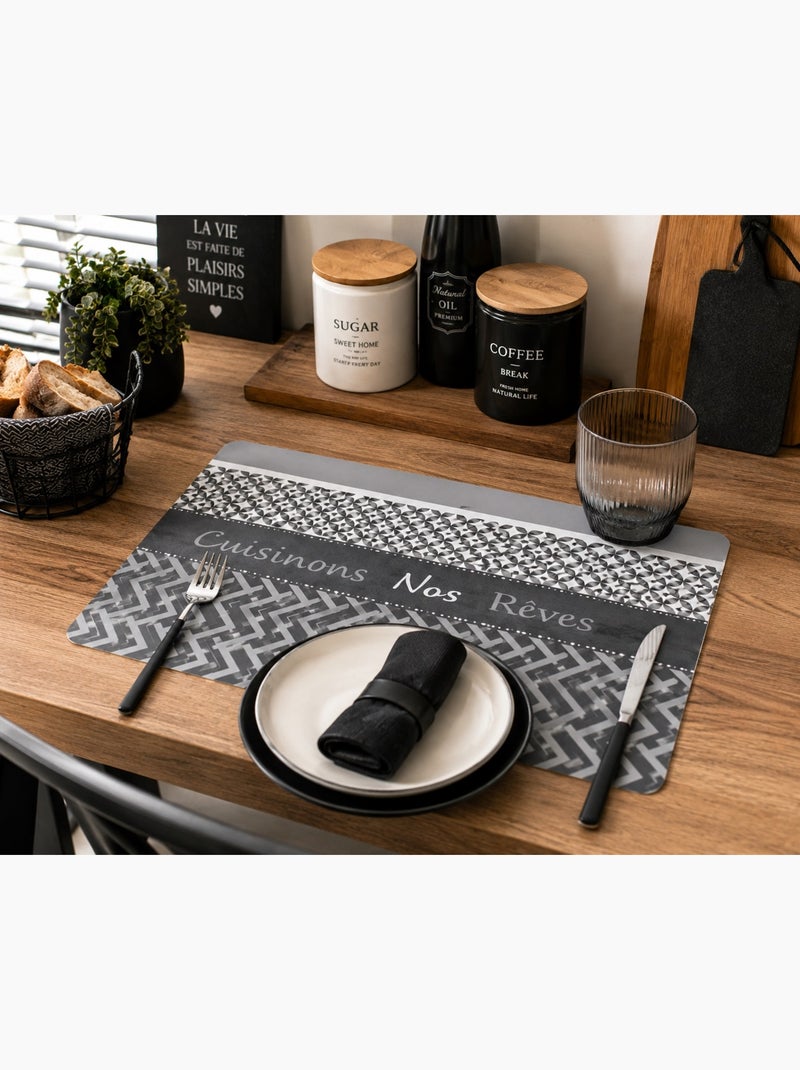 Set de table cuisinons nos reves 28 x 44 cm Gris - Kiabi