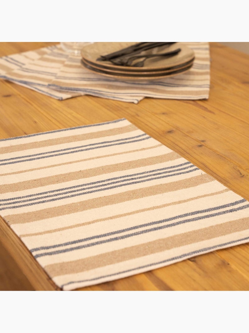 Set de table en coton épais rayures Bleu foncé - Kiabi