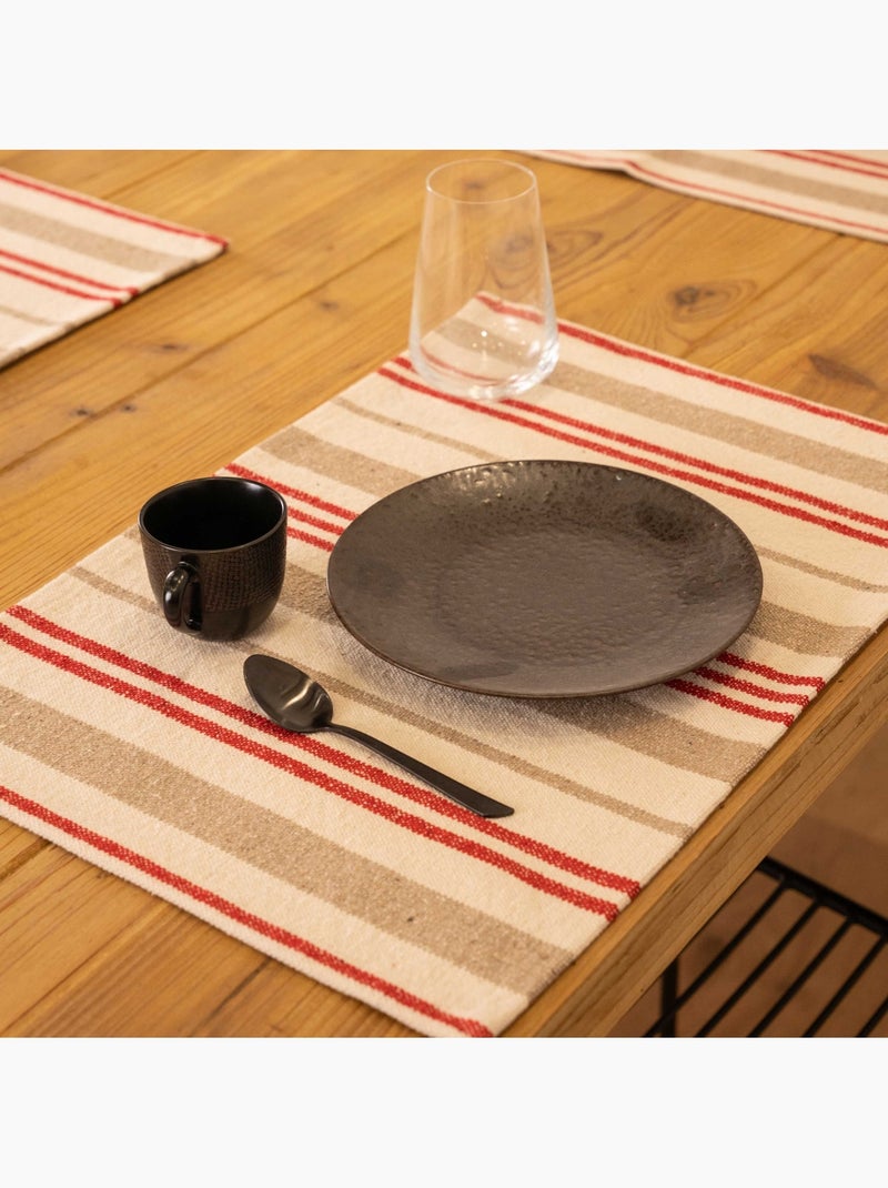 Set de table en coton épais rayures Rouge - Kiabi