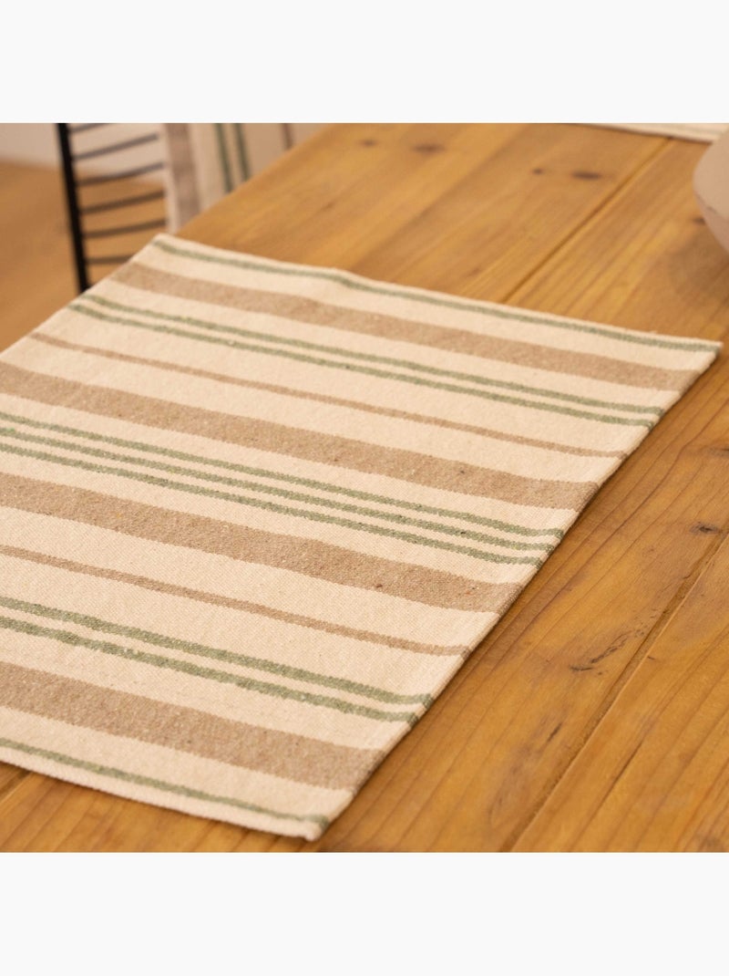 Set de table en coton épais rayures Vert olive - Kiabi