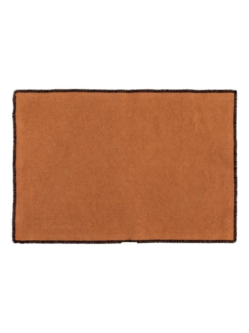 Set de table en coton surjet noir Marron glacé - Kiabi