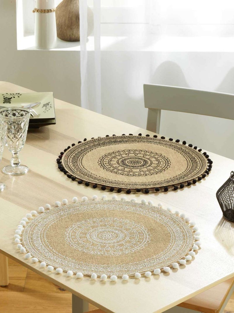 Set de table en jute avec pompons Azusa Blanc - Kiabi