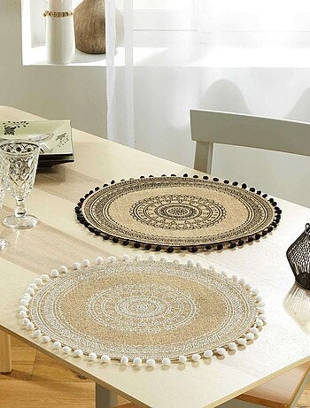 Set de table en jute avec pompons Azusa