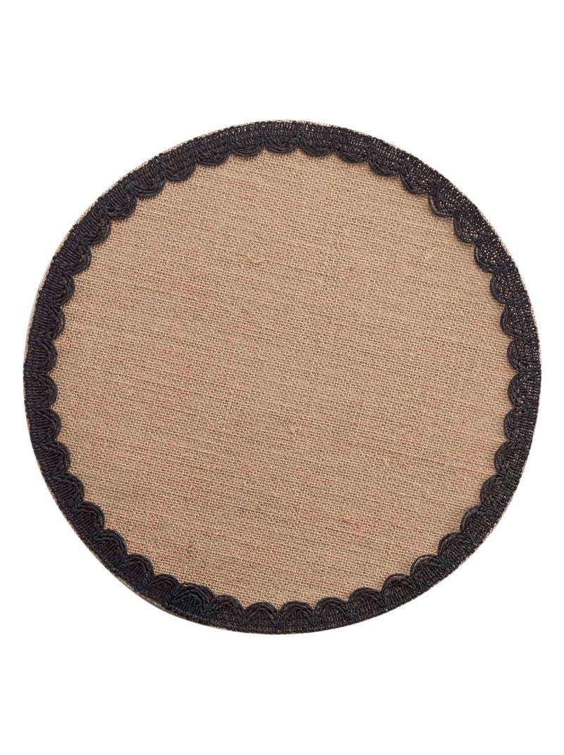 Set de table en jute galonné Noir - Kiabi