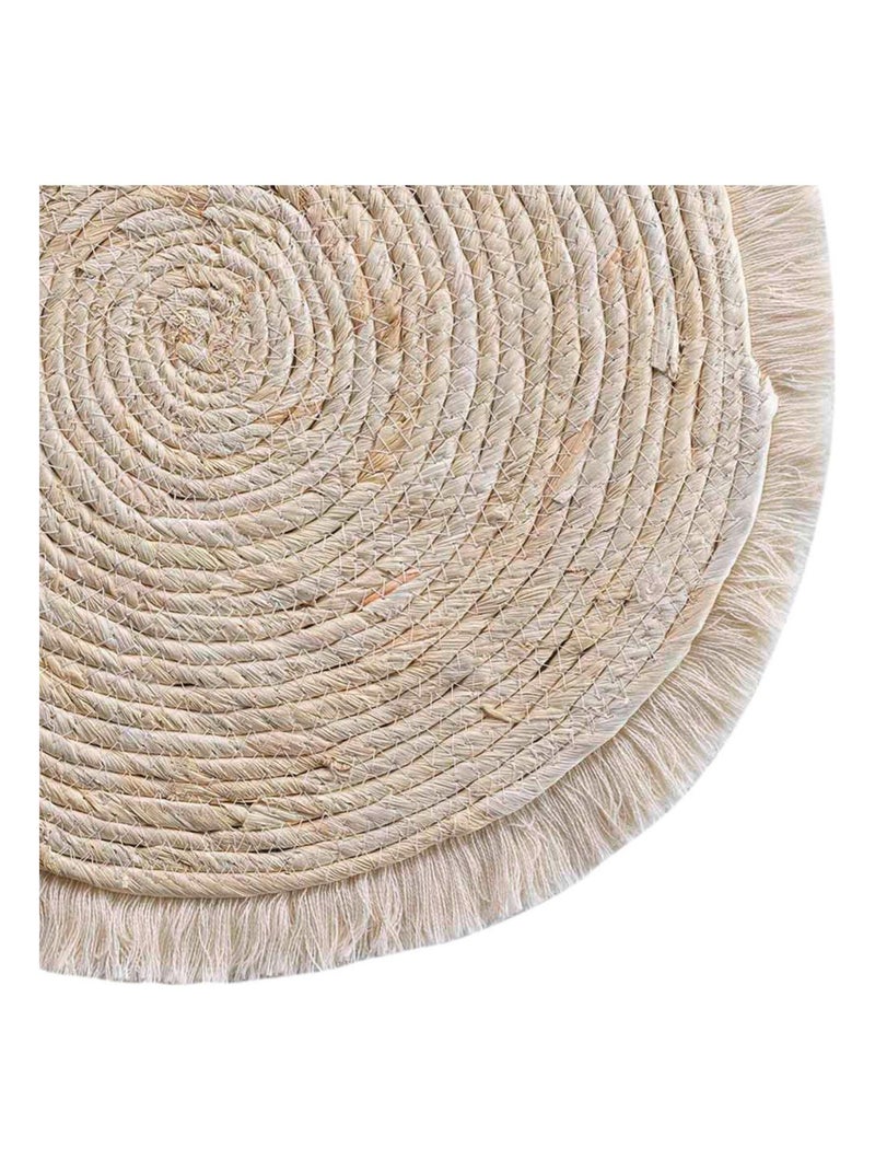 Set de table en lin, paille de maïs et franges Beige clair - Kiabi