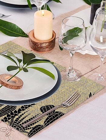Set de table en toile de jute cactus