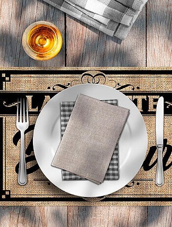 Set de table en toile de jute LA RECETTE DU BONHEUR