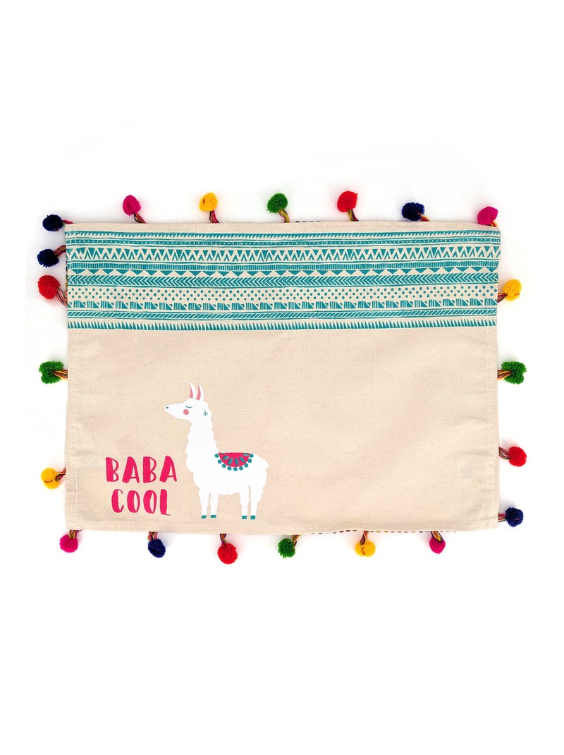 Set de table LAMA POMPONS Vert - Kiabi