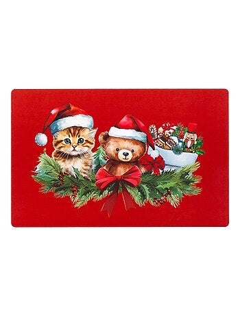Set de table opaque Chat et ourson de Noel
