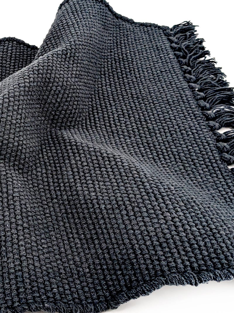 Set de table PAPEETE avec franges gris anthracite - Kiabi