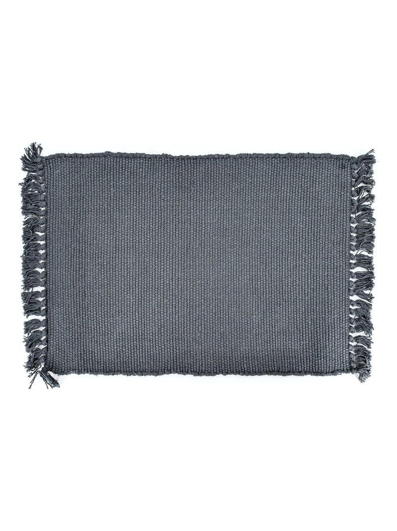 Set de table PAPEETE avec franges gris anthracite - Kiabi