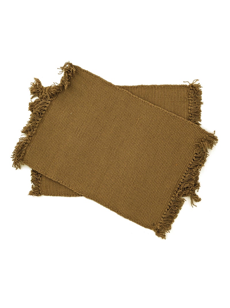 Set de table PAPEETE avec franges Marron foncé - Kiabi