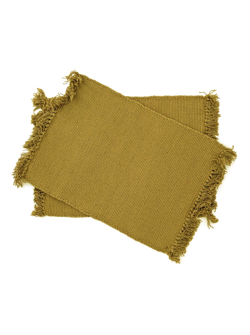 Set de table PAPEETE avec franges Vert tilleul - Kiabi