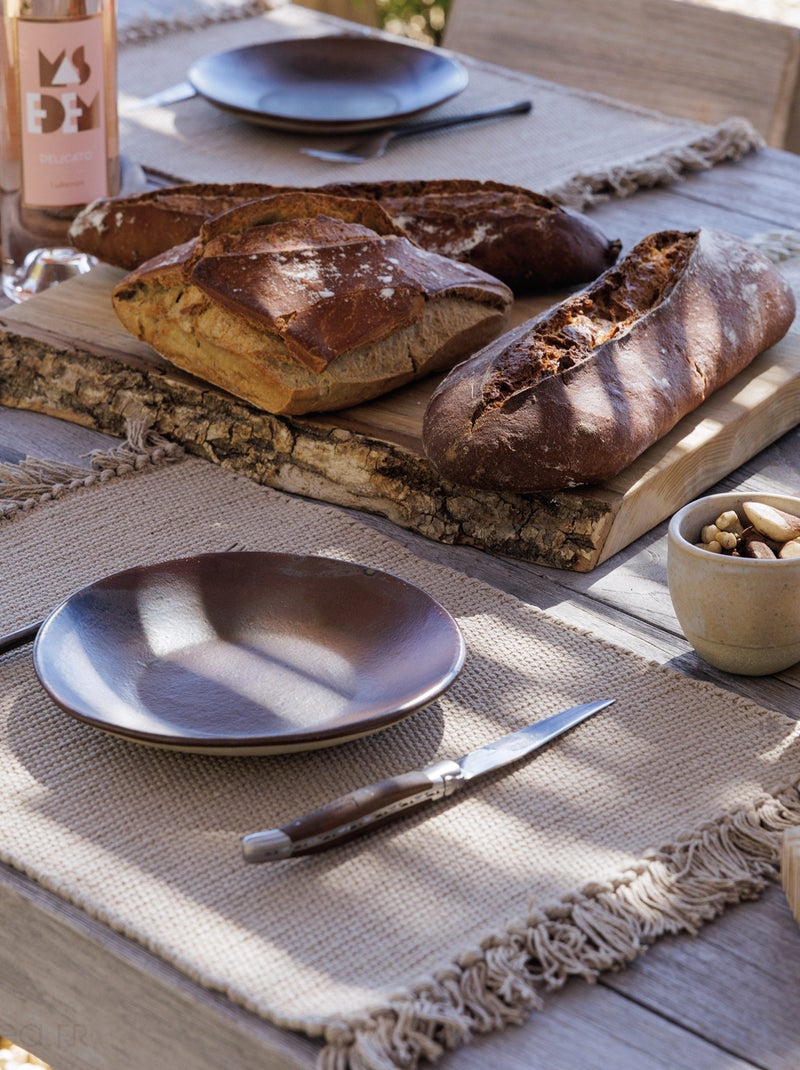 Set de table PAPEETE avec franges Vert tilleul - Kiabi