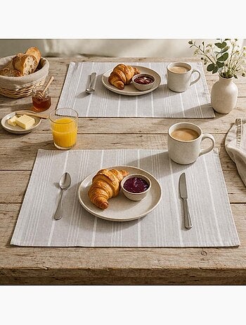 Set de table rayé taupe 33x48cm