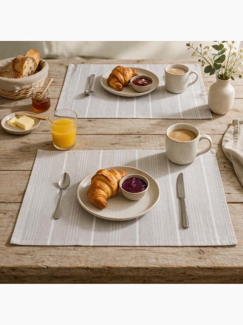 Set de table rayé taupe 33x48cm - Kiabi