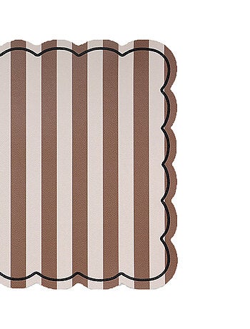 Set de table rectangulaire à rayures avec bords ondulés