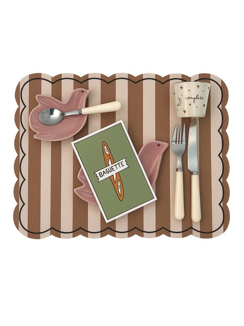Set de table rectangulaire à rayures avec bords ondulés - Kiabi