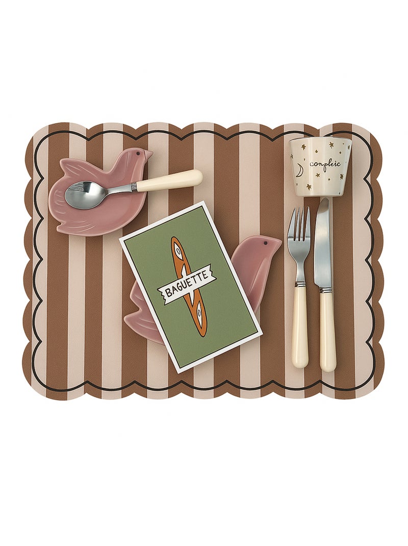 Set de table rectangulaire à rayures avec bords ondulés Marron clair - Kiabi