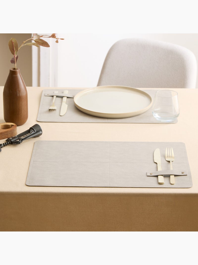 Set de table rectangulaire avec porte-couverts intégré Beige - Kiabi
