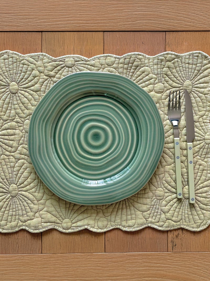 Set de table rectangulaire matelassé avec motif fleurs brodé Beige clair - Kiabi